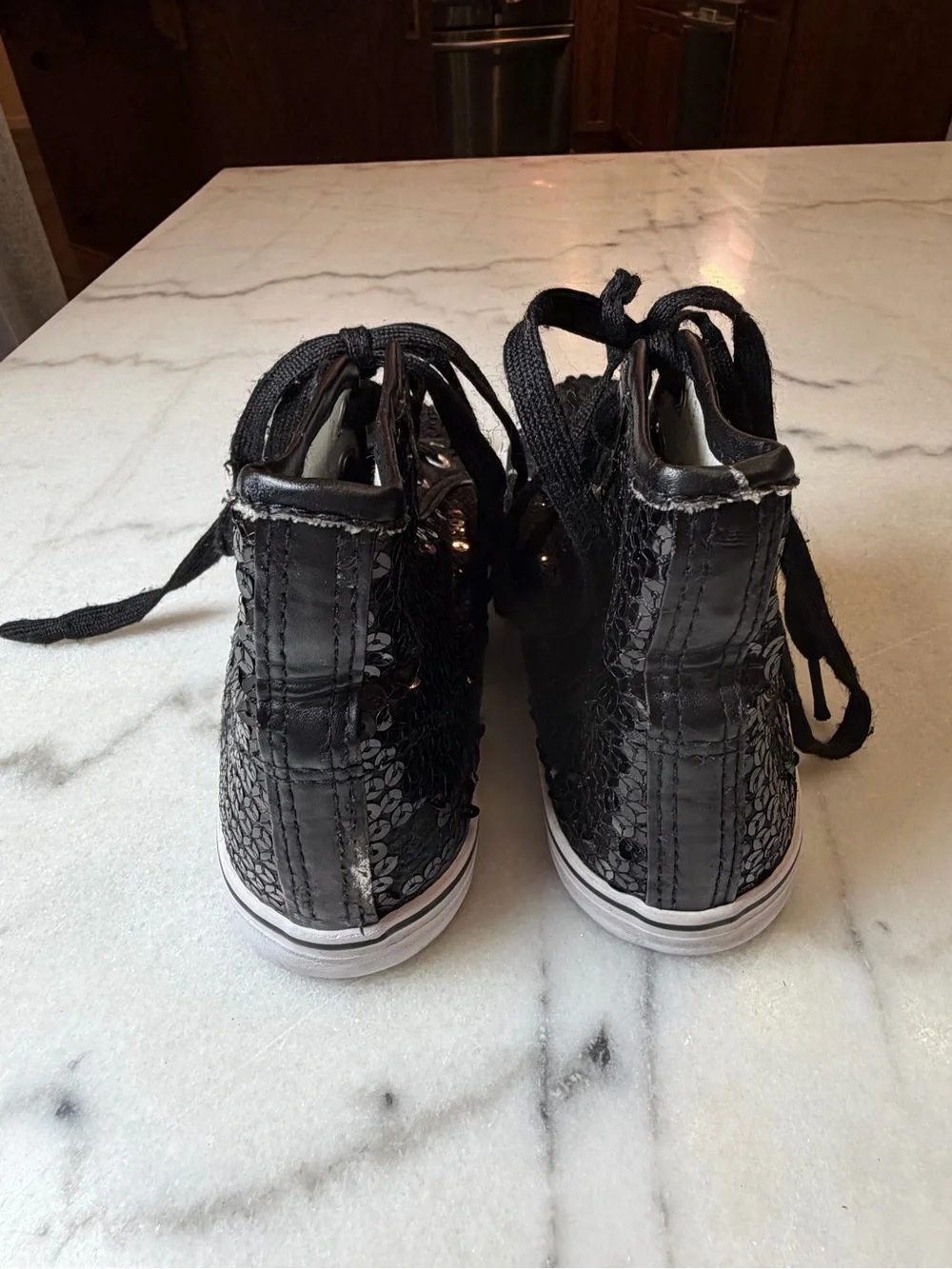 Weissman Black Sequin High-Top Kids Sneakers